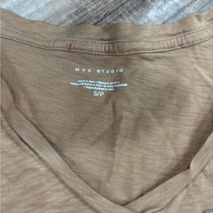 Max Studio Light Brown V-Neck Top